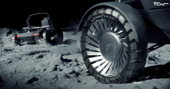 固特異攜手洛克希德馬丁，合作商業化發展月球移動方案  為極端溫度、只有1/6重力的隕石坑洞地貌所設計的輪胎