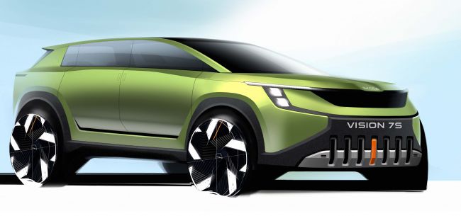 純電大型休旅SKODA VISION 7S 外觀草圖揭露！